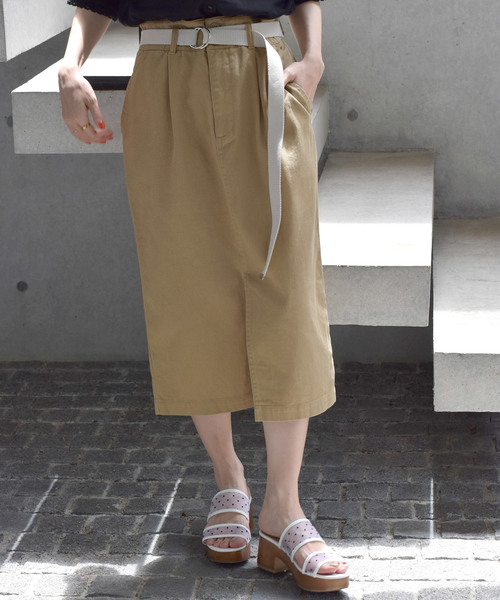 W Closet ダブルクローゼット の ベルト付きナロースカート スカート Wear