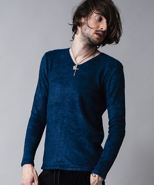 NO ID.（ノーアイディ）の「mlt2267-ビキューレラムパイルＶ－Ｎプルオーバー（Tシャツ/カットソー・メンズ・ライトグレー/ブラック/アイボリー/ワイン/ネイビー/ダークグレー・1/2/3）」の5枚目の写真