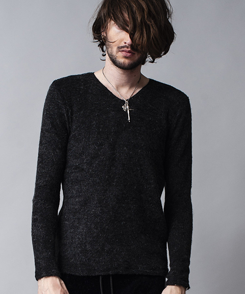 NO ID.（ノーアイディ）の「mlt2267-ビキューレラムパイルＶ－Ｎプルオーバー（Tシャツ/カットソー・メンズ・ライトグレー/ブラック/アイボリー/ワイン/ネイビー/ダークグレー・1/2/3）」の4枚目の写真