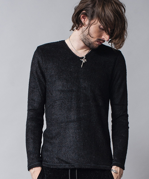 NO ID.（ノーアイディ）の「mlt2267-ビキューレラムパイルＶ－Ｎプルオーバー（Tシャツ/カットソー・メンズ・ライトグレー/ブラック/アイボリー/ワイン/ネイビー/ダークグレー・1/2/3）」の3枚目の写真