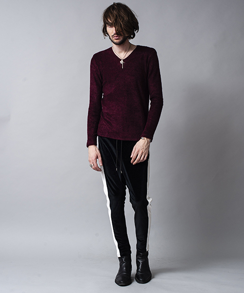 NO ID.（ノーアイディ）の「mlt2267-ビキューレラムパイルＶ－Ｎプルオーバー（Tシャツ/カットソー・メンズ・ライトグレー/ブラック/アイボリー/ワイン/ネイビー/ダークグレー・1/2/3）」の16枚目の写真