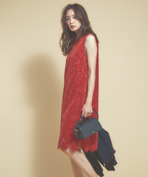 qualite(カリテ)の「フロッキーレースワンピース(ワンピース・レディース・オフホワイト/ダークオレンジ・38)」の2枚目の写真