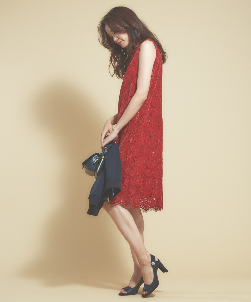 qualite(カリテ)の「フロッキーレースワンピース(ワンピース・レディース・オフホワイト/ダークオレンジ・38)」の6枚目の写真