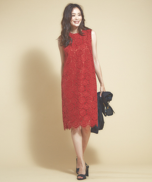 qualite(カリテ)の「フロッキーレースワンピース(ワンピース・レディース・オフホワイト/ダークオレンジ・38)」の5枚目の写真