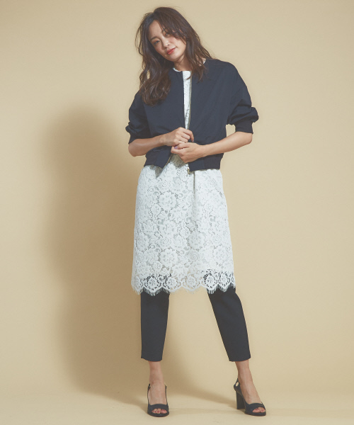 qualite(カリテ)の「フロッキーレースワンピース(ワンピース・レディース・オフホワイト/ダークオレンジ・38)」の4枚目の写真