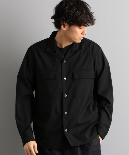 green label relaxing(グリーンレーベルリラクシング)の「CM T/Wトロ Wパッチ オープンカラー シャツ(シャツ/ブラウス・メンズ・ブラック/オリーブ/ネイビー・L/M/S)」の2枚目の写真