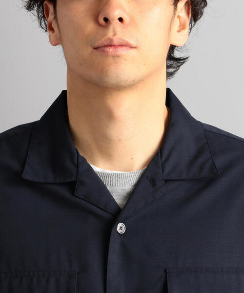 green label relaxing(グリーンレーベルリラクシング)の「CM T/Wトロ Wパッチ オープンカラー シャツ(シャツ/ブラウス・メンズ・ブラック/オリーブ/ネイビー・L/M/S)」の5枚目の写真