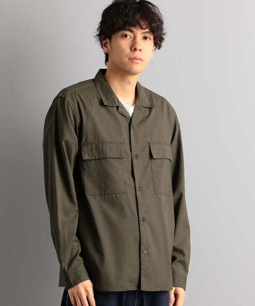 green label relaxing(グリーンレーベルリラクシング)の「CM T/Wトロ Wパッチ オープンカラー シャツ(シャツ/ブラウス・メンズ・ブラック/オリーブ/ネイビー・L/M/S)」の15枚目の写真