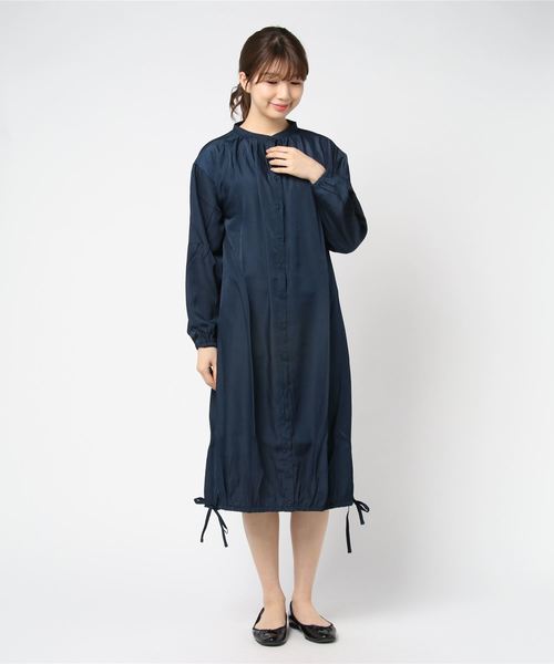 STYLEBLOCK(スタイルブロック)の「シアーツイルバルーンミモレ丈シャツワンピース(シャツワンピース・レディース・ネイビー/イエロー/グリーン/ライトベージュ・M)」の3枚目の写真