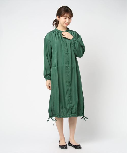 STYLEBLOCK(スタイルブロック)の「シアーツイルバルーンミモレ丈シャツワンピース(シャツワンピース・レディース・ネイビー/イエロー/グリーン/ライトベージュ・M)」の2枚目の写真