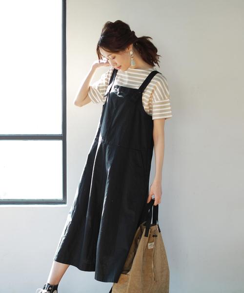 coen（コーエン）の「綿麻ジャンパースカート（ワンピース・レディース・ブラウン/ブラック・FREE）」の4枚目の写真