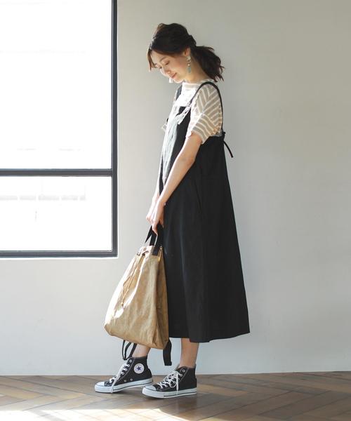 coen（コーエン）の「綿麻ジャンパースカート（ワンピース・レディース・ブラウン/ブラック・FREE）」の5枚目の写真