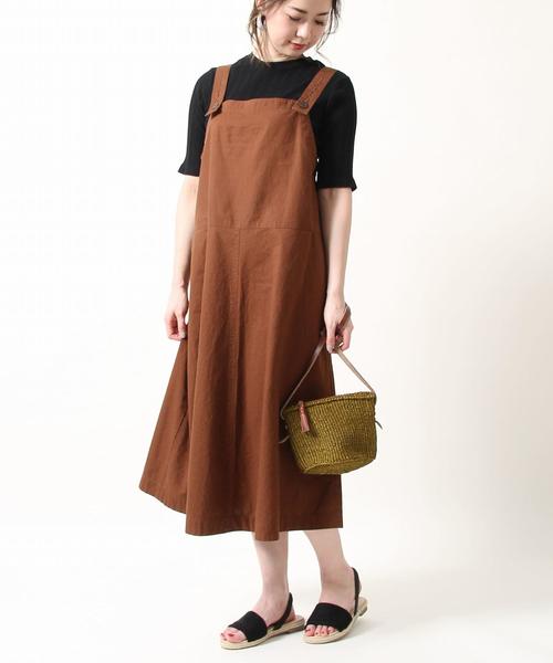 coen（コーエン）の「綿麻ジャンパースカート（ワンピース・レディース・ブラウン/ブラック・FREE）」の6枚目の写真