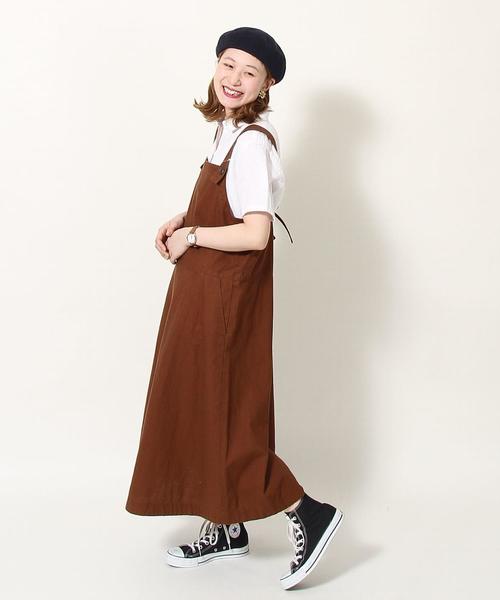 coen（コーエン）の「綿麻ジャンパースカート（ワンピース・レディース・ブラウン/ブラック・FREE）」の8枚目の写真