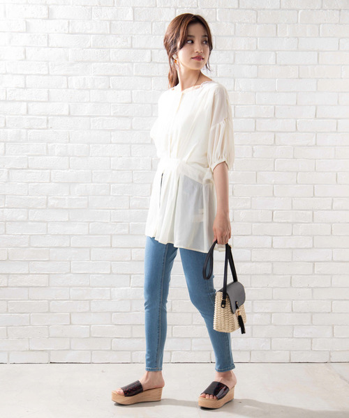 WEGO(ウィゴー)の「WEGO/2WAYカシュクールチュニックブラウス(シャツ/ブラウス・レディース・アイボリー/ライトピンク・FREE)」の3枚目の写真