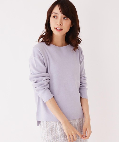 OPAQUE.CLIP（オペークドットクリップ）の「【洗える・34(SS) 42(LL)WEB限定サイズ】総針ボートネックプルオーバー（ニット/セーター・レディース・ブラック/ブラウン系/ライトベージュ/オレンジ/サックスブルー/グレー・34/36/38/40/42）」の5枚目の写真