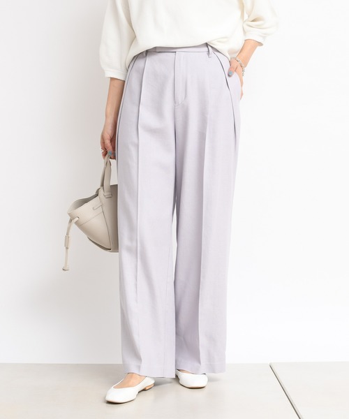 DouDou(ドゥドゥ)の「セットアップリネンツイルパンツ(その他パンツ・レディース・モカ/ラベンダー・38/36)」の2枚目の写真