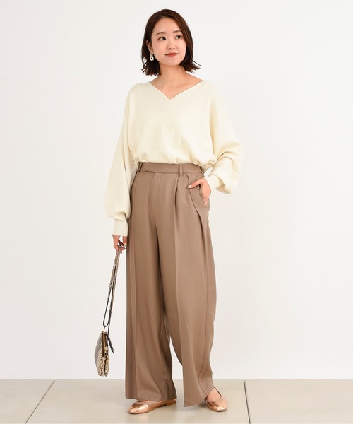 DouDou(ドゥドゥ)の「セットアップリネンツイルパンツ(その他パンツ・レディース・モカ/ラベンダー・38/36)」の3枚目の写真