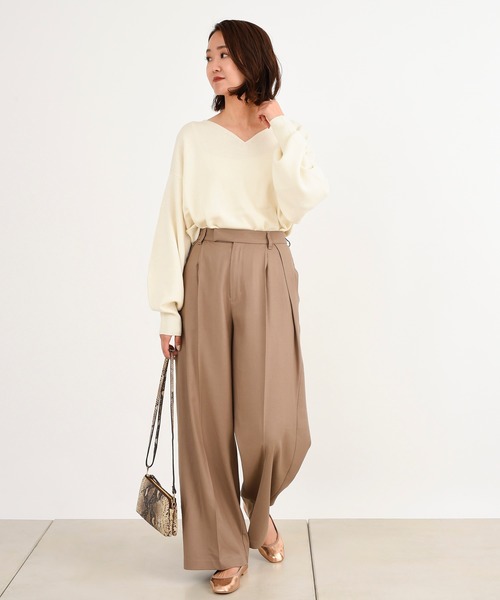 DouDou(ドゥドゥ)の「セットアップリネンツイルパンツ(その他パンツ・レディース・モカ/ラベンダー・38/36)」の4枚目の写真