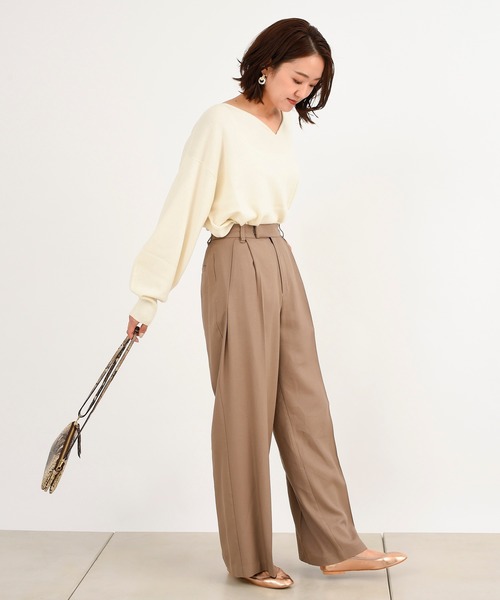 DouDou(ドゥドゥ)の「セットアップリネンツイルパンツ(その他パンツ・レディース・モカ/ラベンダー・38/36)」の7枚目の写真