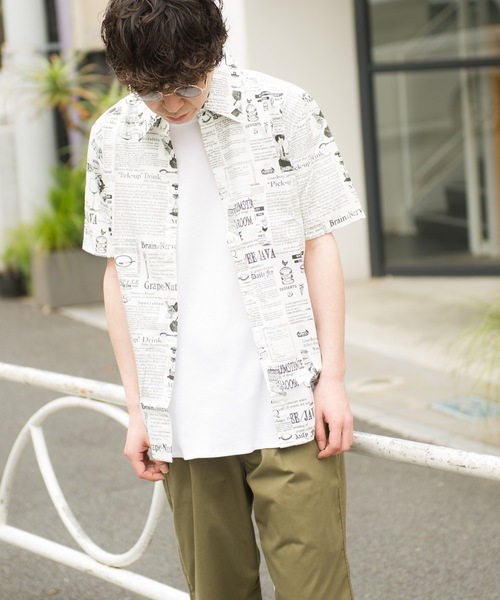 GRAND GLOBAL（グランドグローバル）の「GRAND GLOBAL / 総柄プリント レギュラー 半袖シャツ 日本製（シャツ/ブラウス・メンズ・オフホワイト/ピンク/グリーン/その他/ナチュラル/ホワイト/ブラック・M/L/XL）」の5枚目の写真
