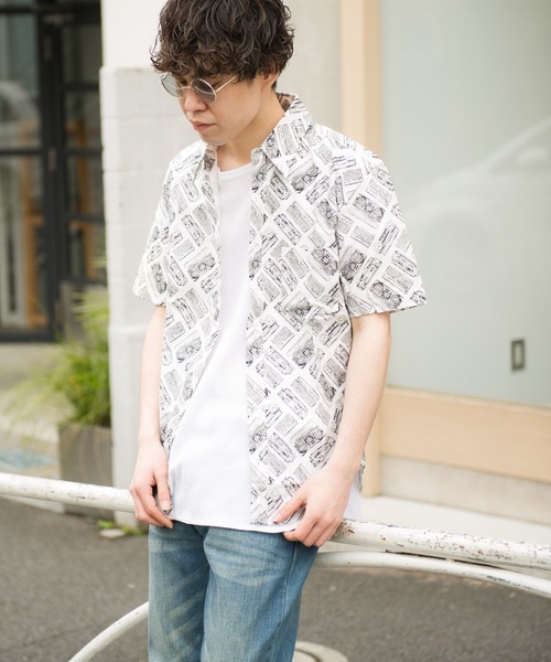 GRAND GLOBAL（グランドグローバル）の「GRAND GLOBAL / 総柄プリント レギュラー 半袖シャツ 日本製（シャツ/ブラウス・メンズ・オフホワイト/ピンク/グリーン/その他/ナチュラル/ホワイト/ブラック・M/L/XL）」の3枚目の写真