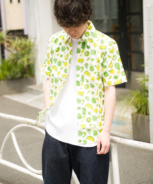 GRAND GLOBAL（グランドグローバル）の「GRAND GLOBAL / 総柄プリント レギュラー 半袖シャツ 日本製（シャツ/ブラウス・メンズ・オフホワイト/ピンク/グリーン/その他/ナチュラル/ホワイト/ブラック・M/L/XL）」の6枚目の写真