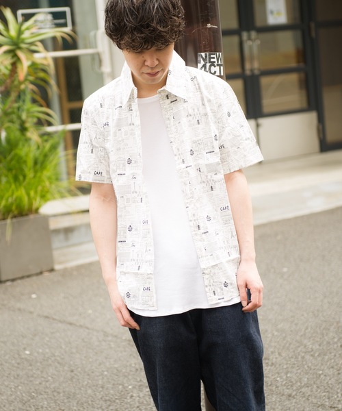 GRAND GLOBAL（グランドグローバル）の「GRAND GLOBAL / 総柄プリント レギュラー 半袖シャツ 日本製（シャツ/ブラウス・メンズ・オフホワイト/ピンク/グリーン/その他/ナチュラル/ホワイト/ブラック・M/L/XL）」の7枚目の写真