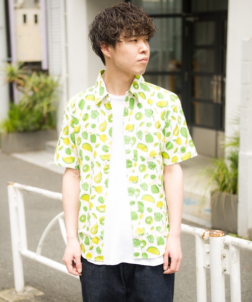 GRAND GLOBAL（グランドグローバル）の「GRAND GLOBAL / 総柄プリント レギュラー 半袖シャツ 日本製（シャツ/ブラウス・メンズ・オフホワイト/ピンク/グリーン/その他/ナチュラル/ホワイト/ブラック・M/L/XL）」の16枚目の写真