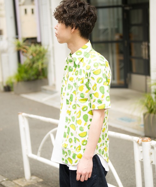 GRAND GLOBAL（グランドグローバル）の「GRAND GLOBAL / 総柄プリント レギュラー 半袖シャツ 日本製（シャツ/ブラウス・メンズ・オフホワイト/ピンク/グリーン/その他/ナチュラル/ホワイト/ブラック・M/L/XL）」の17枚目の写真