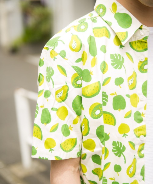 GRAND GLOBAL（グランドグローバル）の「GRAND GLOBAL / 総柄プリント レギュラー 半袖シャツ 日本製（シャツ/ブラウス・メンズ・オフホワイト/ピンク/グリーン/その他/ナチュラル/ホワイト/ブラック・M/L/XL）」の20枚目の写真