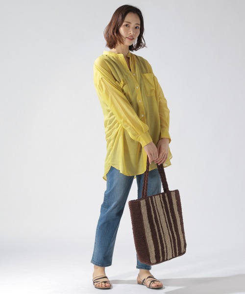 BAYFLOW（ベイフロー）の「シアーバンドカラーシャツ（シャツ/ブラウス・レディース・チャコール/マスタード/ベージュ・FREE）」の17枚目の写真