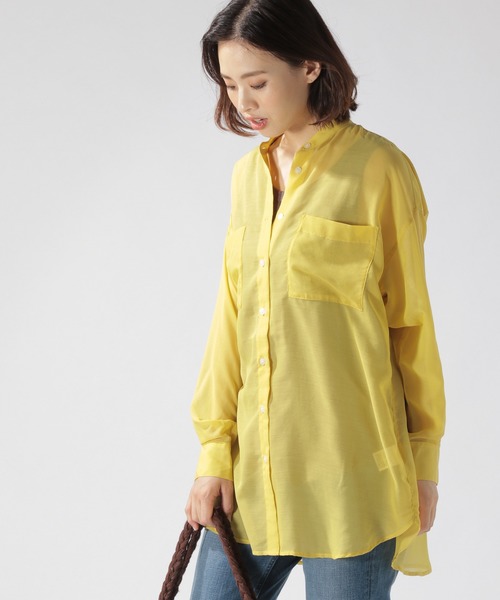 BAYFLOW（ベイフロー）の「シアーバンドカラーシャツ（シャツ/ブラウス・レディース・チャコール/マスタード/ベージュ・FREE）」の18枚目の写真