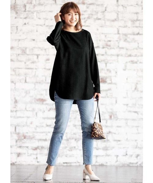 GeeRA(ジーラ)の「ラウンドヘムワッフルロングTシャツ(Tシャツ/カットソー・レディース・ブラック/オフホワイト・X-LARGE/LARGE/MEDIUM)」の8枚目の写真