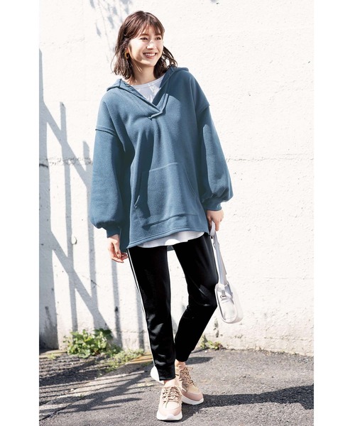 GeeRA(ジーラ)の「ラウンドヘムワッフルロングTシャツ(Tシャツ/カットソー・レディース・ブラック/オフホワイト・X-LARGE/LARGE/MEDIUM)」の7枚目の写真
