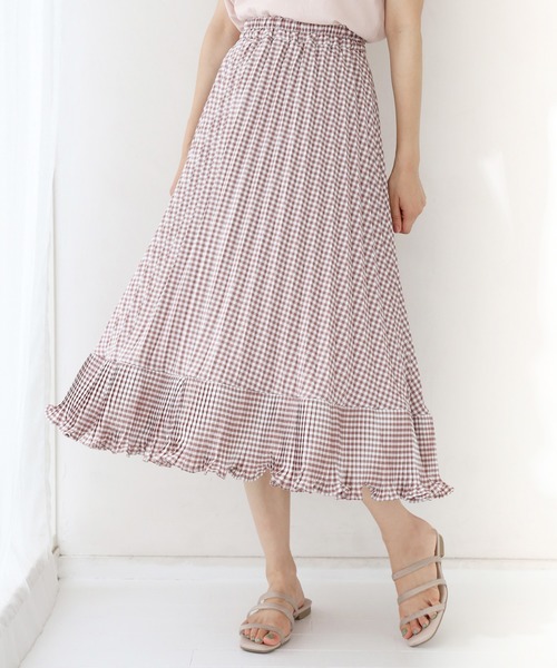 one after another NICE CLAUP(ワンアフターアナザーナイスクラップ)の「プリーツ切替スカート(スカート・レディース・ブラック/サックスブルー/モカ/ホワイト系その他/ブラック系その他・FREE)」の4枚目の写真