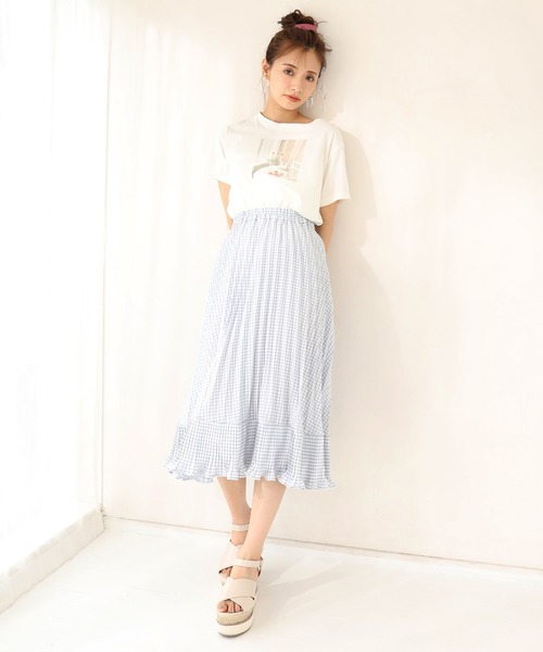 one after another NICE CLAUP(ワンアフターアナザーナイスクラップ)の「プリーツ切替スカート(スカート・レディース・ブラック/サックスブルー/モカ/ホワイト系その他/ブラック系その他・FREE)」の8枚目の写真