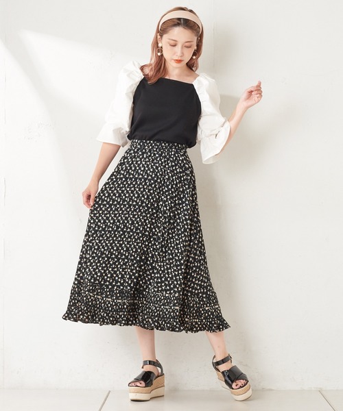 one after another NICE CLAUP(ワンアフターアナザーナイスクラップ)の「プリーツ切替スカート(スカート・レディース・ブラック/サックスブルー/モカ/ホワイト系その他/ブラック系その他・FREE)」の9枚目の写真