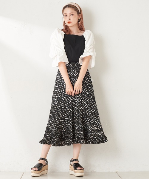 one after another NICE CLAUP(ワンアフターアナザーナイスクラップ)の「プリーツ切替スカート(スカート・レディース・ブラック/サックスブルー/モカ/ホワイト系その他/ブラック系その他・FREE)」の11枚目の写真