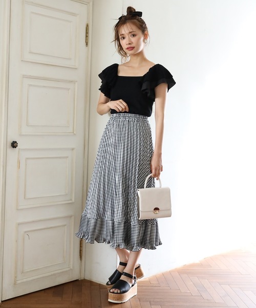 one after another NICE CLAUP(ワンアフターアナザーナイスクラップ)の「プリーツ切替スカート(スカート・レディース・ブラック/サックスブルー/モカ/ホワイト系その他/ブラック系その他・FREE)」の15枚目の写真