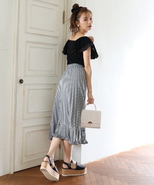 one after another NICE CLAUP(ワンアフターアナザーナイスクラップ)の「プリーツ切替スカート(スカート・レディース・ブラック/サックスブルー/モカ/ホワイト系その他/ブラック系その他・FREE)」の13枚目の写真