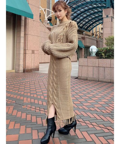 RESEXXY（リゼクシー）の「フリンジケーブルニットトップス【セットアップ着用可能】（ニット/セーター・レディース・ブラック/ベージュ/ブラウン・FREE）」の17枚目の写真