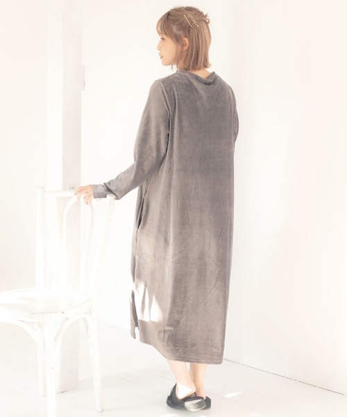 Dita（ディータ）の「ニットコールテンロングワンピースルームウェア パジャマ（ルームワンピース・レディース・ナチュラル/オリーブ/ピンク/ブラック/ブラウン・FREE）」の18枚目の写真