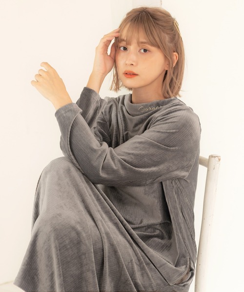 Dita（ディータ）の「ニットコールテンロングワンピースルームウェア パジャマ（ルームワンピース・レディース・ナチュラル/オリーブ/ピンク/ブラック/ブラウン・FREE）」の16枚目の写真