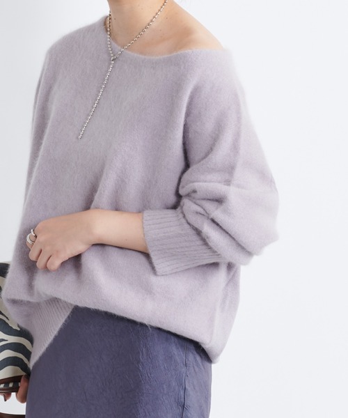 DouDou（ドゥドゥ）の「【再入荷】フェレット切替プルオーバー（ニット/セーター・レディース・ライトグレー/ダークブラウン/モカ/バイオレット・FREE）」の4枚目の写真