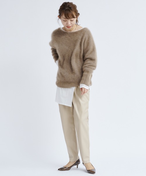 DouDou（ドゥドゥ）の「【再入荷】フェレット切替プルオーバー（ニット/セーター・レディース・ライトグレー/ダークブラウン/モカ/バイオレット・FREE）」の11枚目の写真