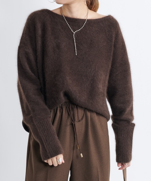 DouDou（ドゥドゥ）の「【再入荷】フェレット切替プルオーバー（ニット/セーター・レディース・ライトグレー/ダークブラウン/モカ/バイオレット・FREE）」の10枚目の写真