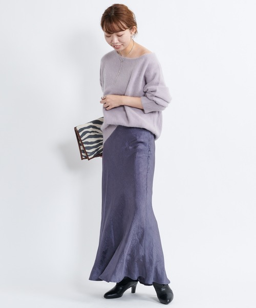 DouDou（ドゥドゥ）の「【再入荷】フェレット切替プルオーバー（ニット/セーター・レディース・ライトグレー/ダークブラウン/モカ/バイオレット・FREE）」の12枚目の写真