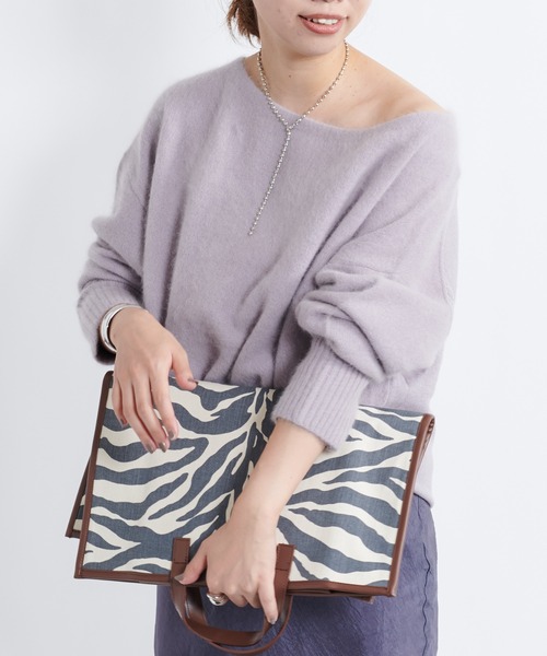 DouDou（ドゥドゥ）の「【再入荷】フェレット切替プルオーバー（ニット/セーター・レディース・ライトグレー/ダークブラウン/モカ/バイオレット・FREE）」の16枚目の写真