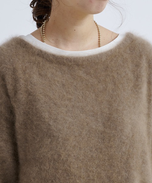 DouDou（ドゥドゥ）の「【再入荷】フェレット切替プルオーバー（ニット/セーター・レディース・ライトグレー/ダークブラウン/モカ/バイオレット・FREE）」の14枚目の写真